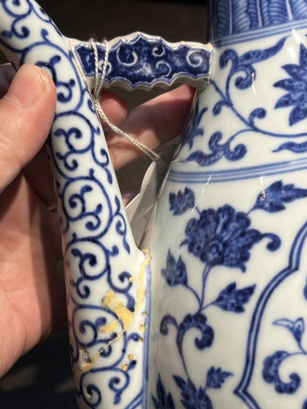 清乾隆 仿宣德青花开光花果纹执壶 - 图16
