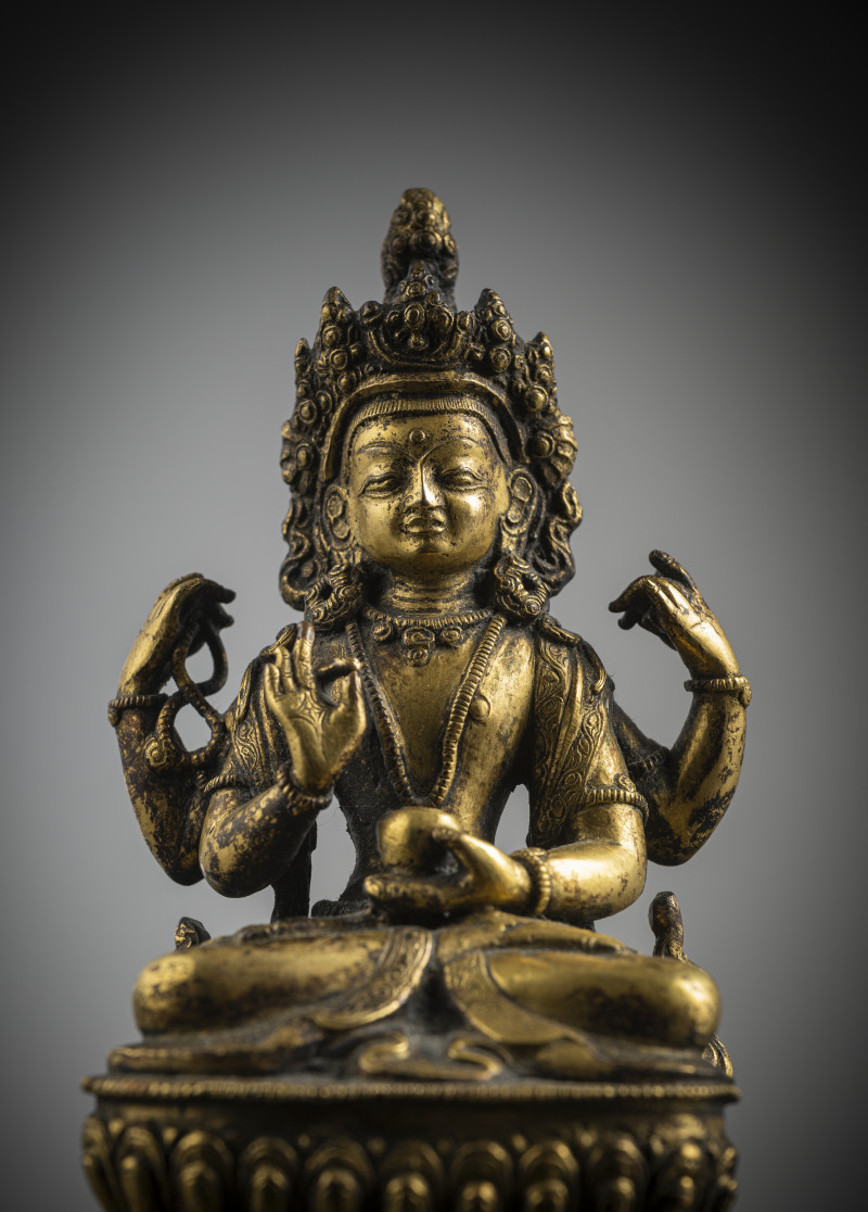 A gilt-bronze of a four-armed Bodhisattva - 图5