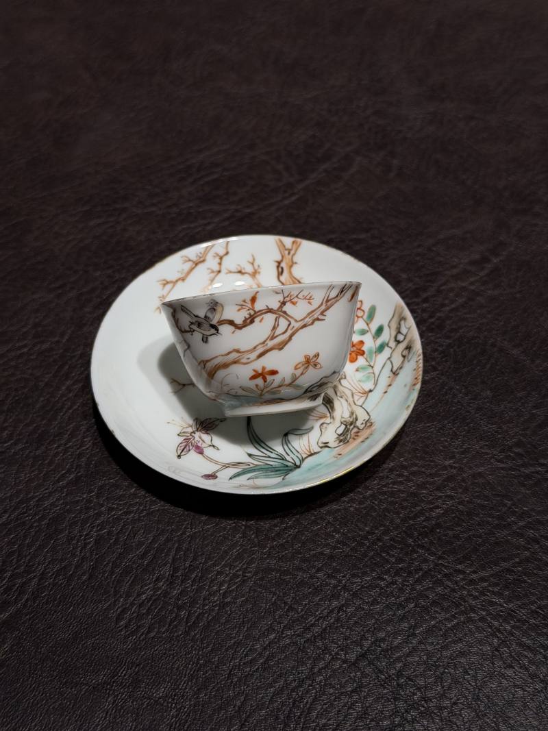 清乾隆 粉彩花鸟纹茶具一套25件 - 图14
