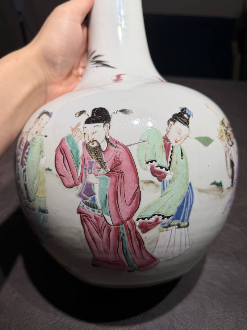 清雍正 粉彩八仙祝寿图天球瓶 - 图9