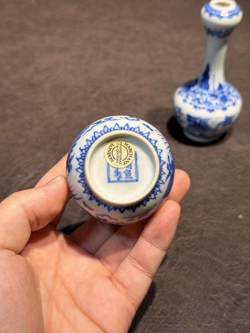 清康熙 青花双凤纹胆瓶、蒜头瓶 - 图23