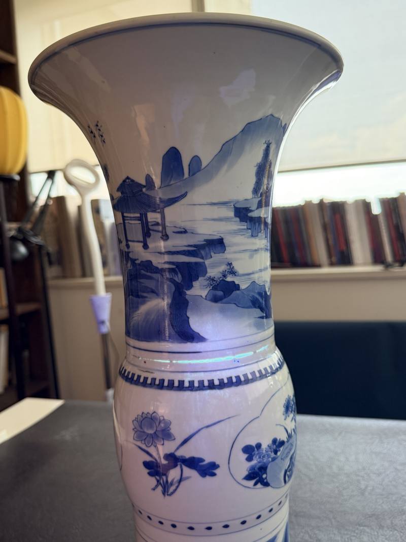 清康熙 青花山水人物故事图花觚 - 图22