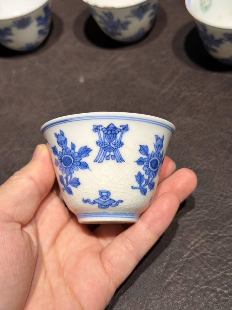 清康熙 青花清供图茶杯（一组六件） - 图23