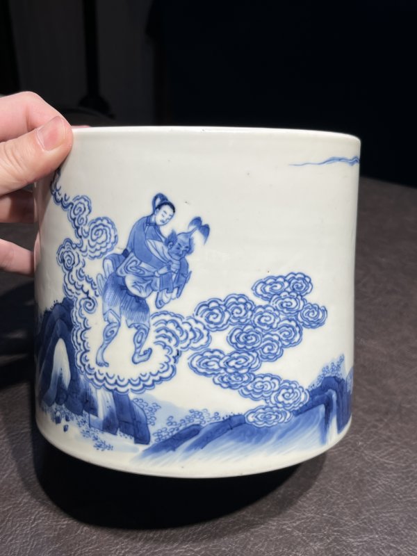 清康熙 青花“青袍记·天赐夫人”人物故事图笔海 - 图10