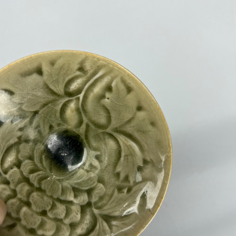 明代 青釉剔花斗笠盏 - 图12