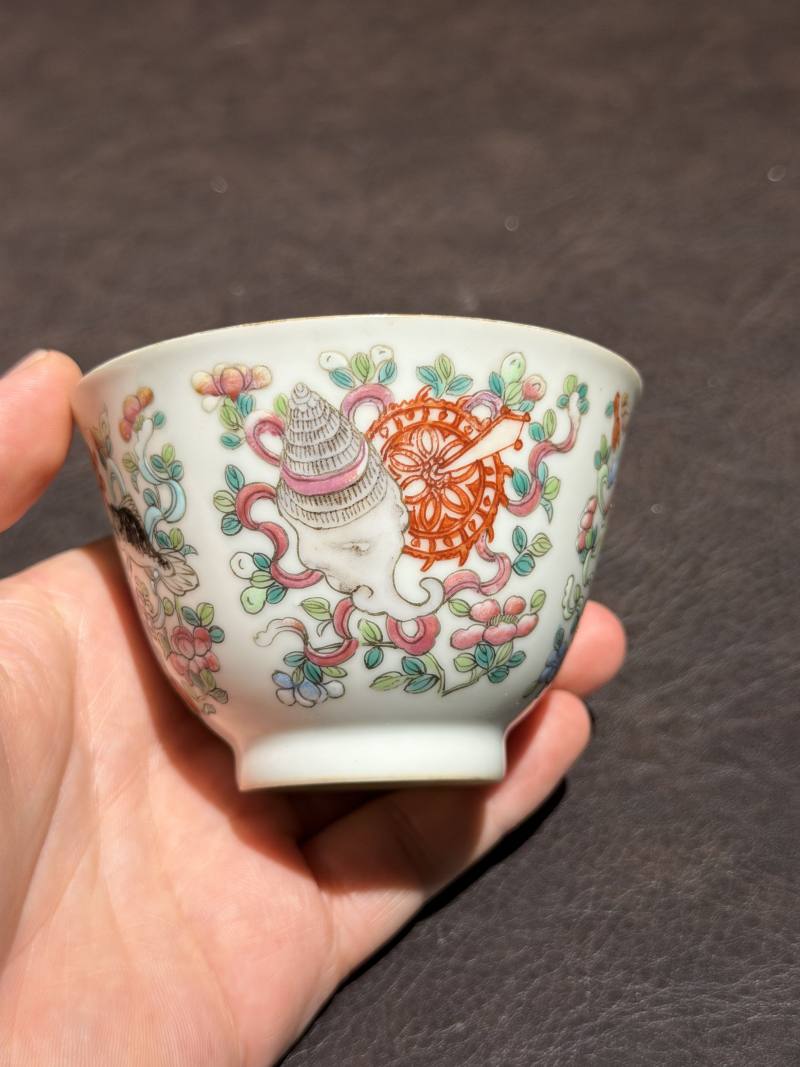 清同治 粉彩八宝杯一对 - 图14