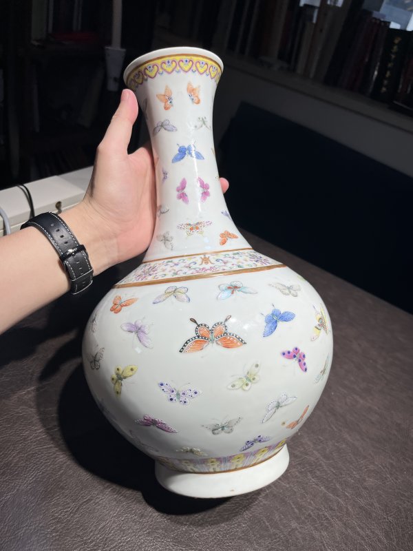 清光绪 粉彩百蝶纹赏瓶 - 图11