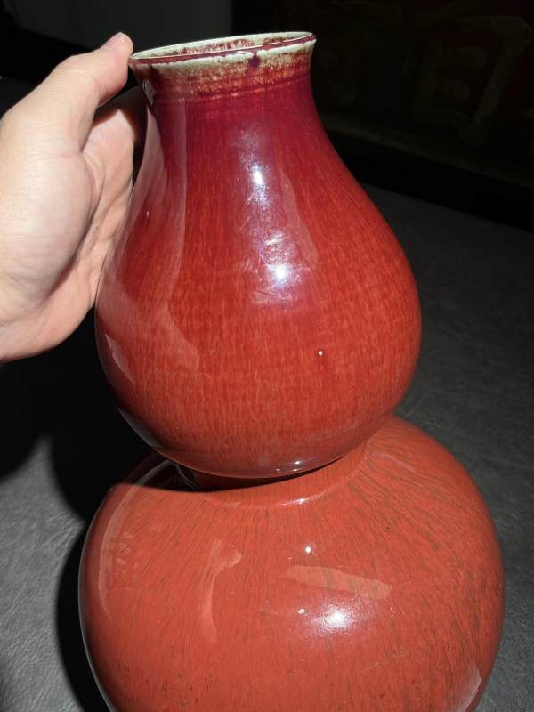 清乾隆 钧红釉葫芦瓶 - 图5
