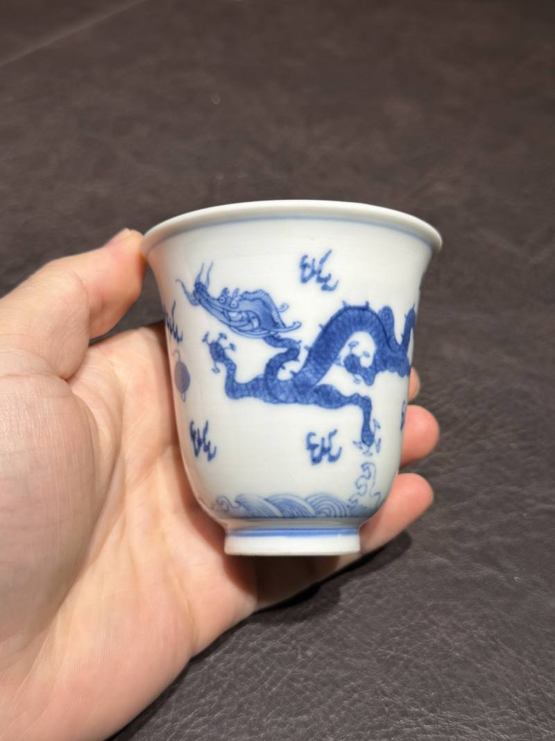 清雍正 青花双龙赶珠纹铃铛杯 - 图19
