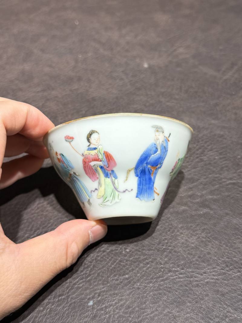 清嘉庆 粉彩八仙图折腰茶圆 - 图5