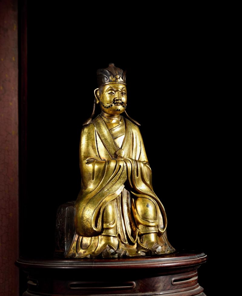 明·铜鎏金道教人物坐像