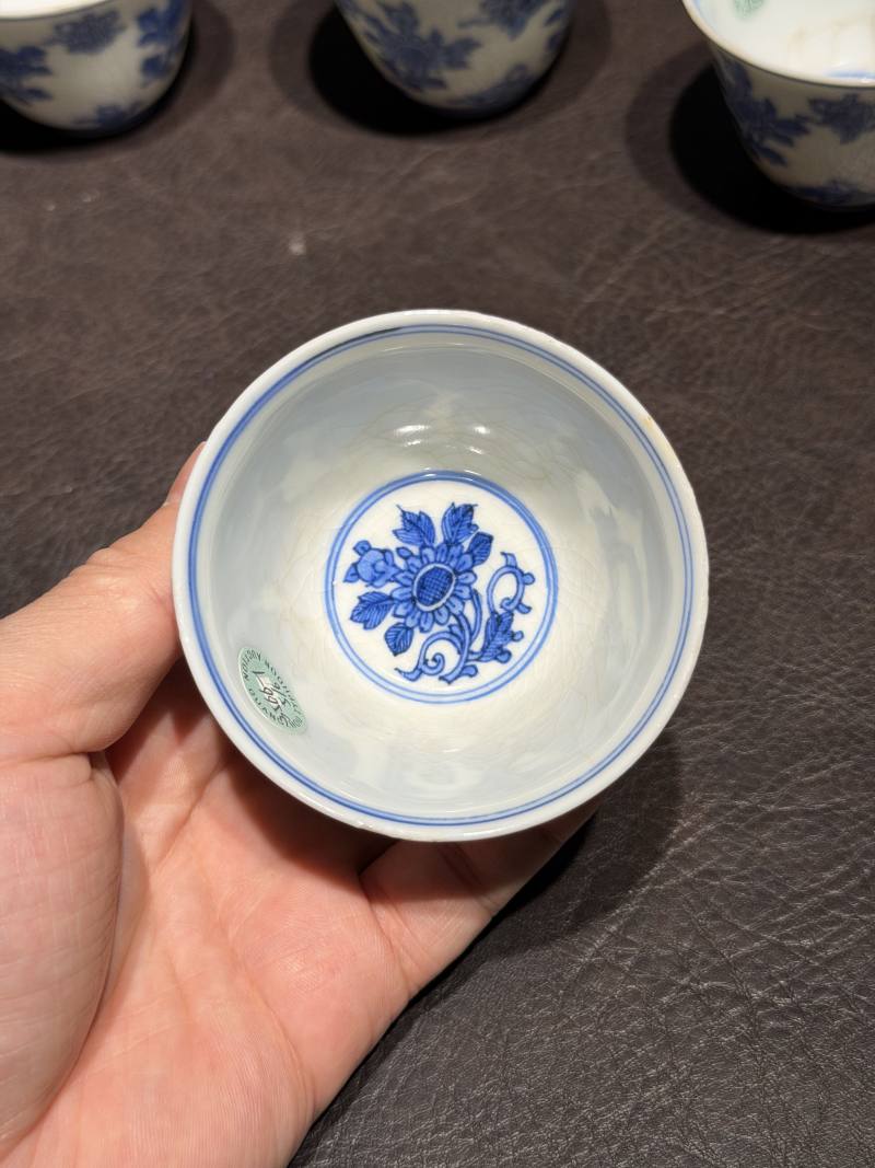 清康熙 青花清供图茶杯（一组六件） - 图24