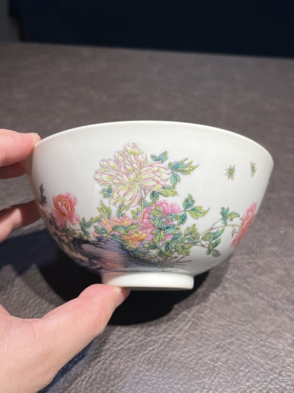 清雍正 御胎珐琅彩国色天香图诗文碗（疑北洋督陶官郭葆昌加彩） - 图41