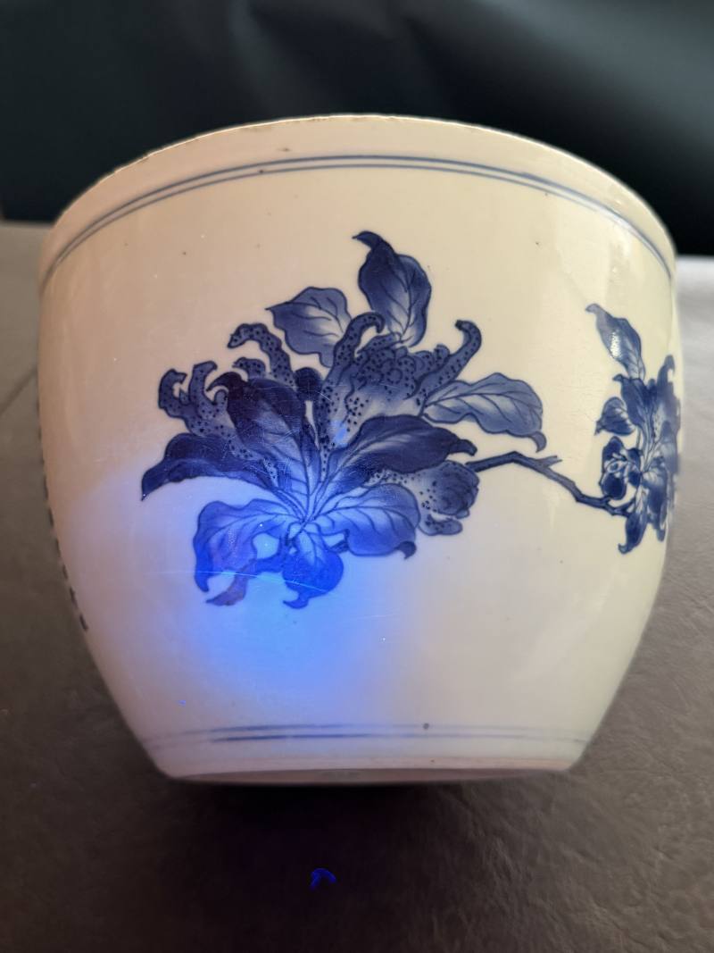明崇祯 青花“佛手荷花”诗文卷缸 - 图23