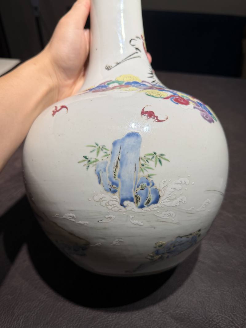 清雍正 粉彩八仙祝寿图天球瓶 - 图11