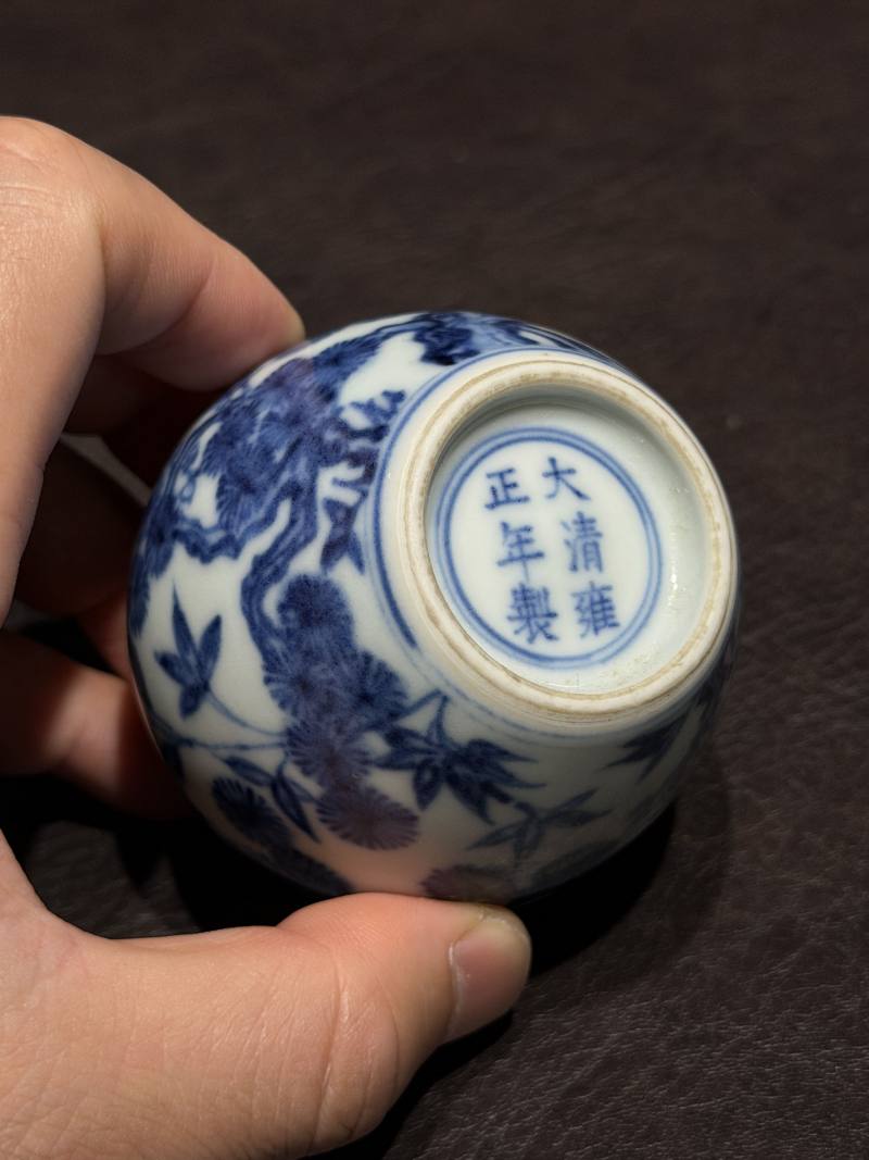 清雍正 青花岁寒三友图小太白罐 - 图17