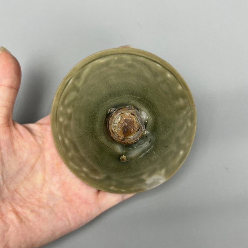 明代 青釉剔花斗笠盏 - 图13