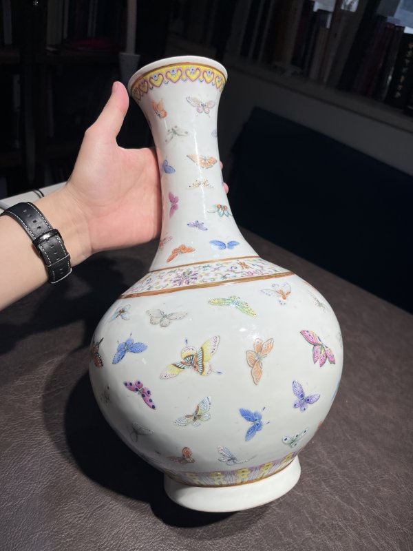清光绪 粉彩百蝶纹赏瓶 - 图12