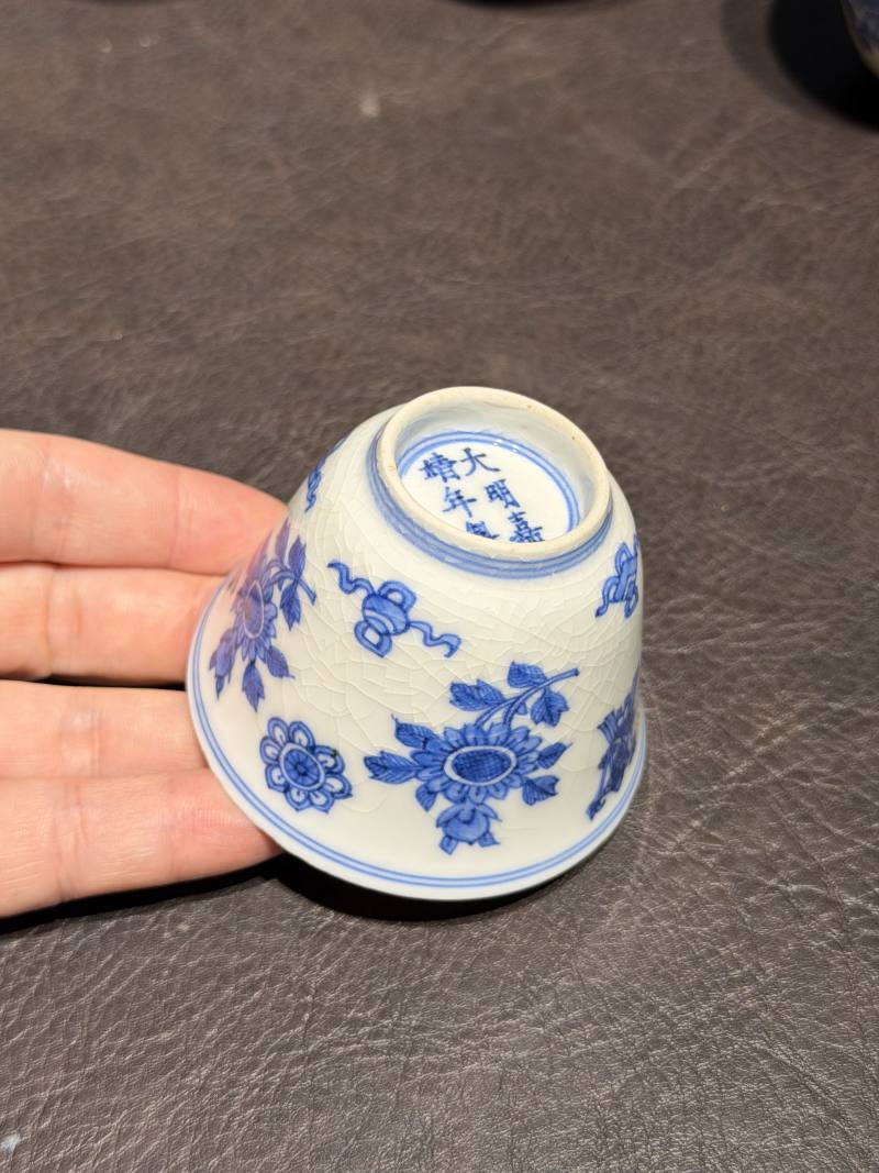 清康熙 青花清供图茶杯（一组六件） - 图25