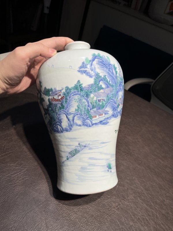 清雍正 安窑斗彩山水图梅瓶 - 图29
