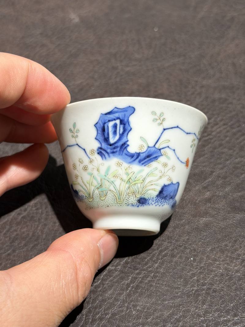 清康熙 斗彩花神杯一对 - 图13