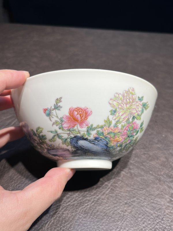 清雍正 御胎珐琅彩国色天香图诗文碗（疑北洋督陶官郭葆昌加彩） - 图42