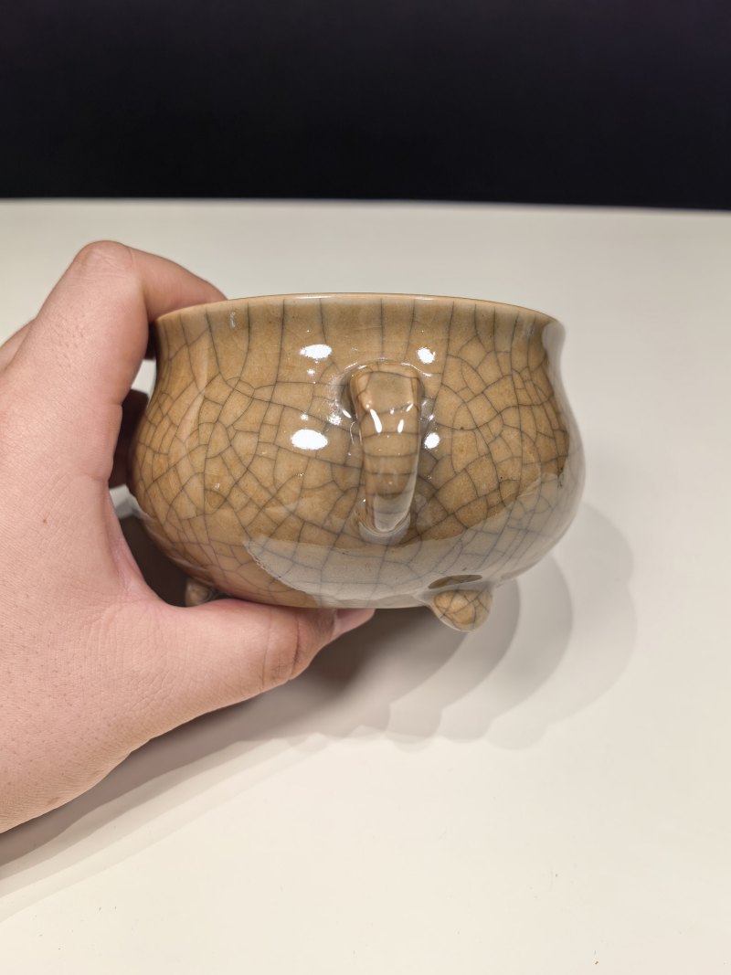 清乾隆 仿哥釉双耳炉 - 图6