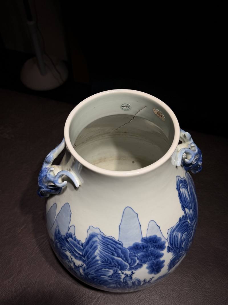 清光绪 青花松鹿图鹿头尊 - 图13