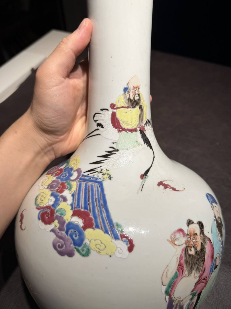 清雍正 粉彩八仙祝寿图天球瓶 - 图12