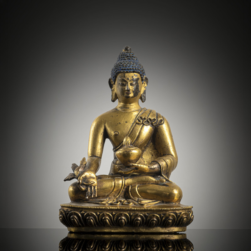 A GILT-COPPER FIGURE OF BHAISAJYAGURU