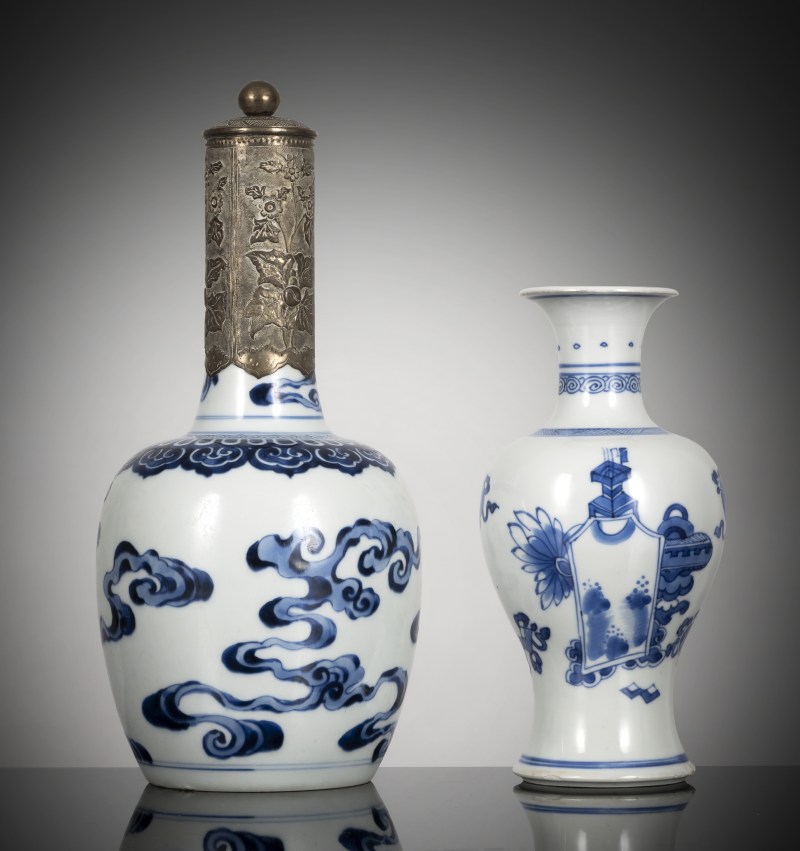 A fine porcelain vase with cloud pattern and Ottoman mounting and vase with underglaze blue decoration from Antiques next another vase - 图3