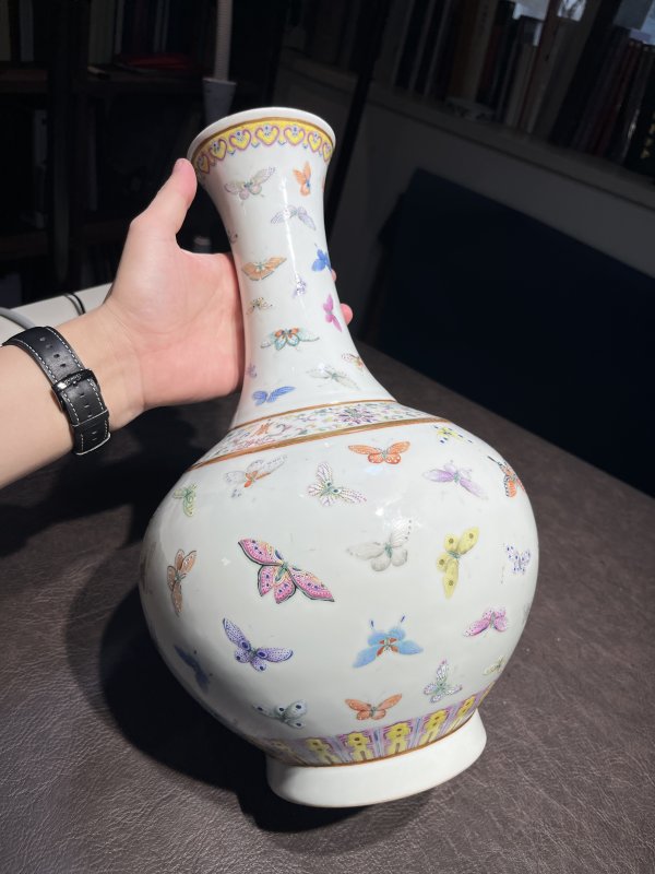 清光绪 粉彩百蝶纹赏瓶 - 图13