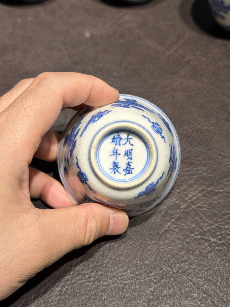 清康熙 青花清供图茶杯（一组六件） - 图26