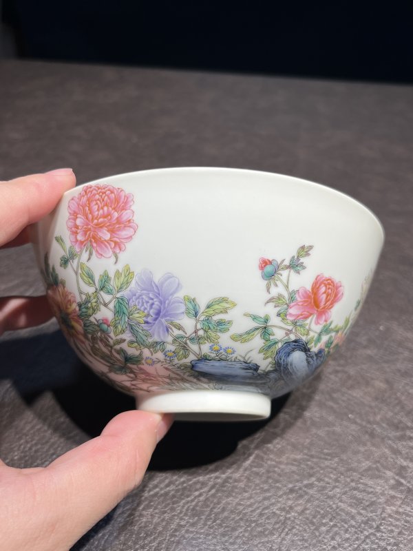清雍正 御胎珐琅彩国色天香图诗文碗（疑北洋督陶官郭葆昌加彩） - 图43