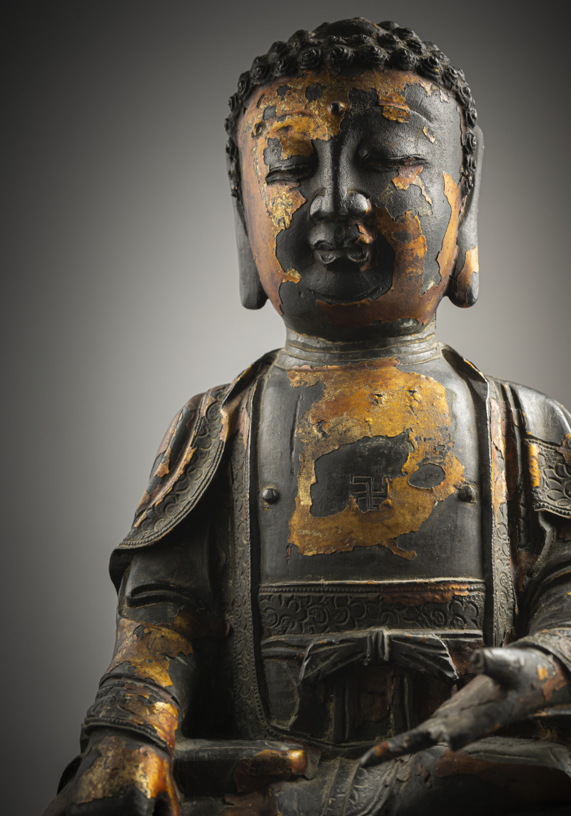 A bronze figure of seated Buddha Shakyamuni - 图4