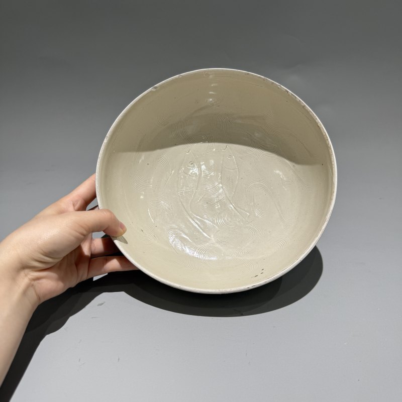 明代 白釉双鱼纹钵 - 图10