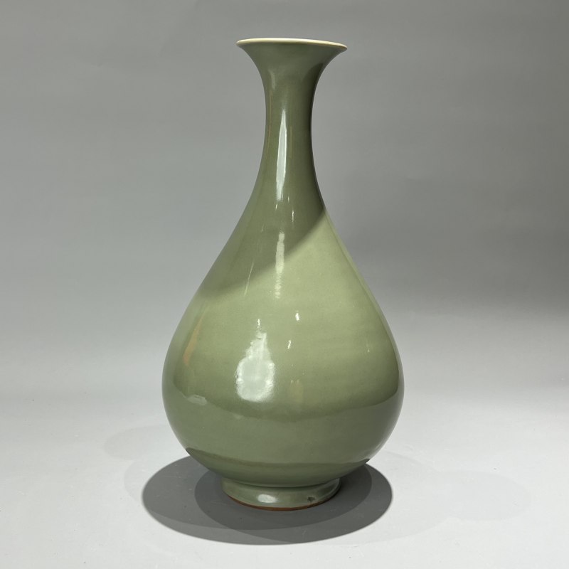 明代 龙泉窑梅子青釉玉壶春瓶 - 图9
