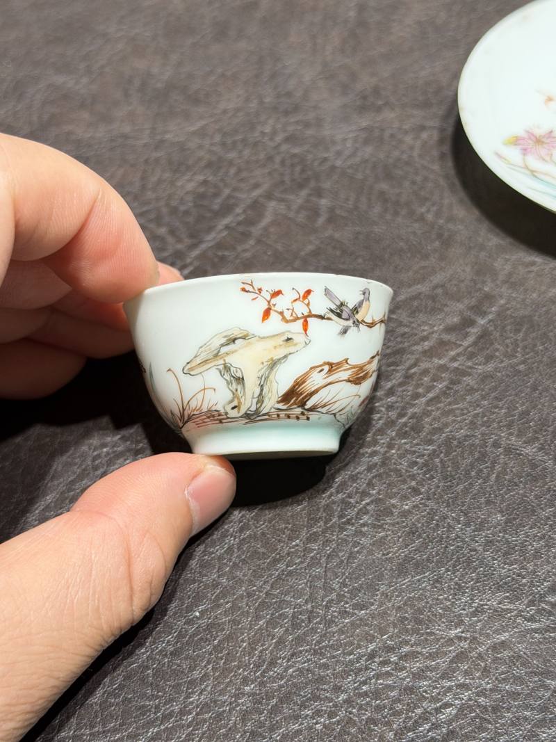 清乾隆 粉彩花鸟纹茶具一套25件 - 图149