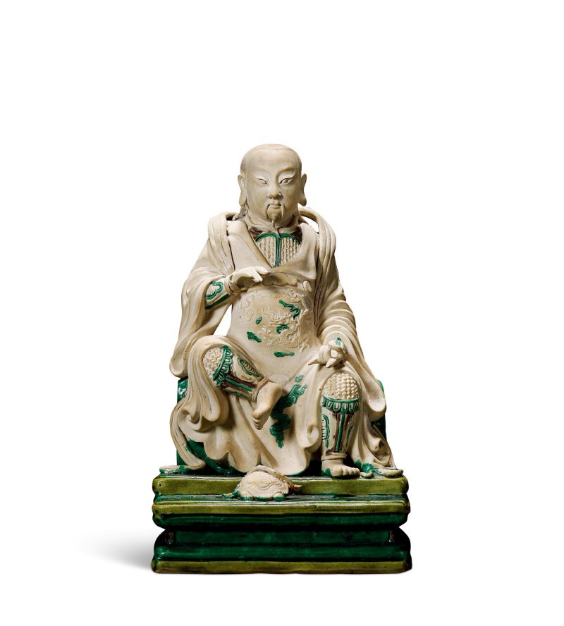 明·绿釉真武大帝像