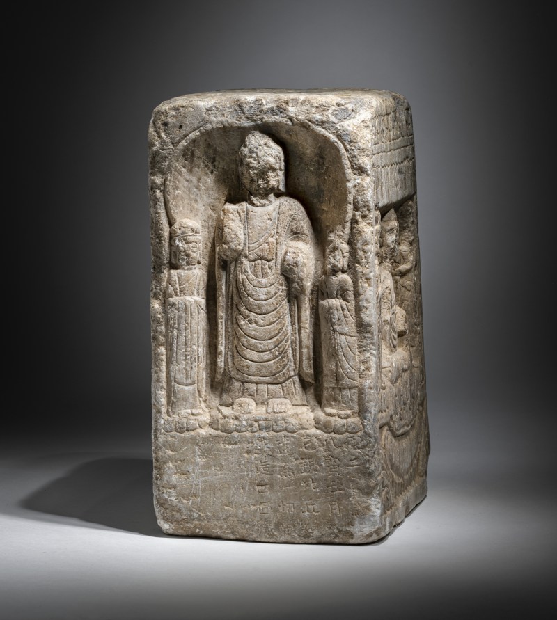 A MARBLE PILLAR DEPICTING VARIOUS BUDDHIST FIGURES - 图2