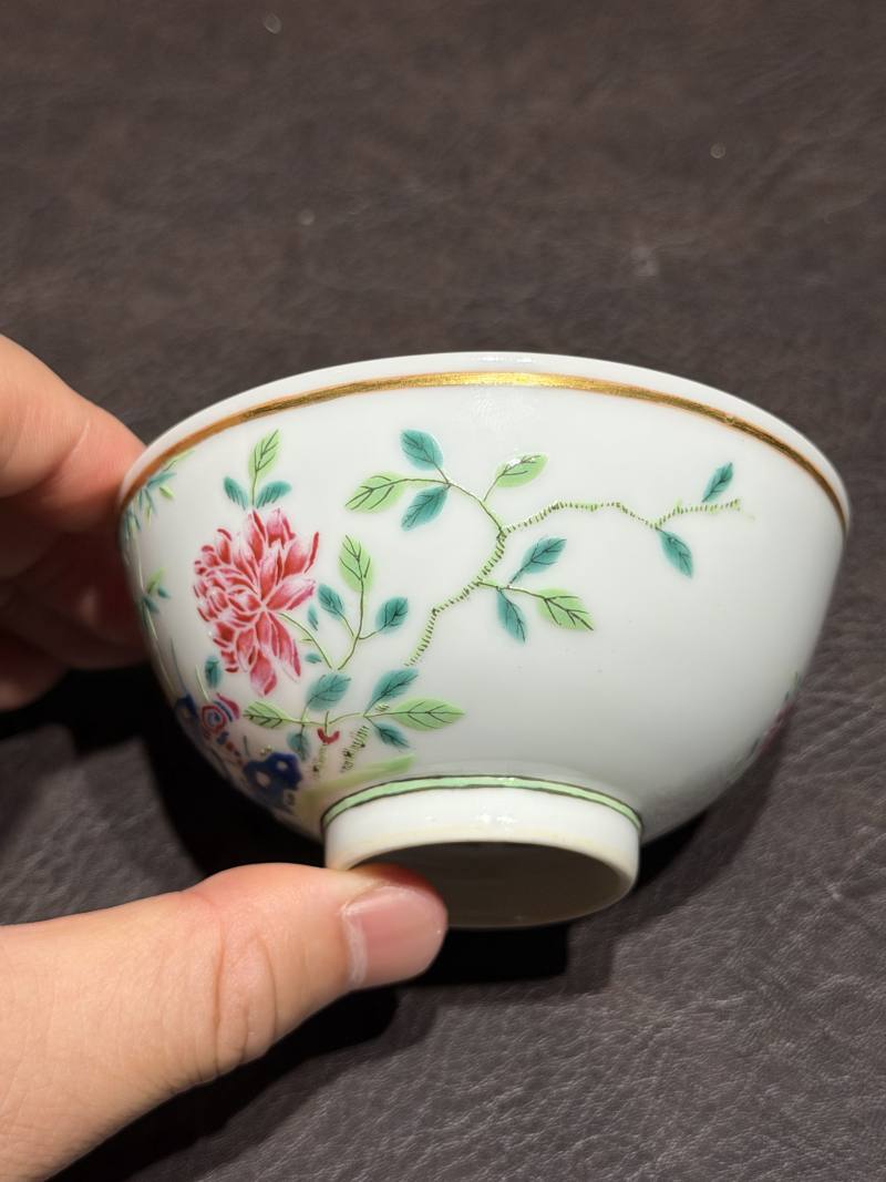 清光绪 粉彩洞石花鸟茶圆 - 图7