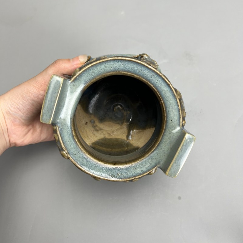 明代 钧窑天蓝釉双碑耳炉 - 图24