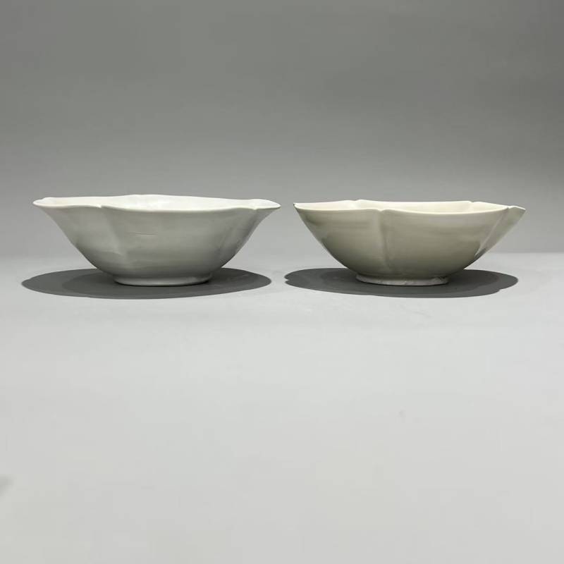 明代 白釉花口盏一对 - 图5
