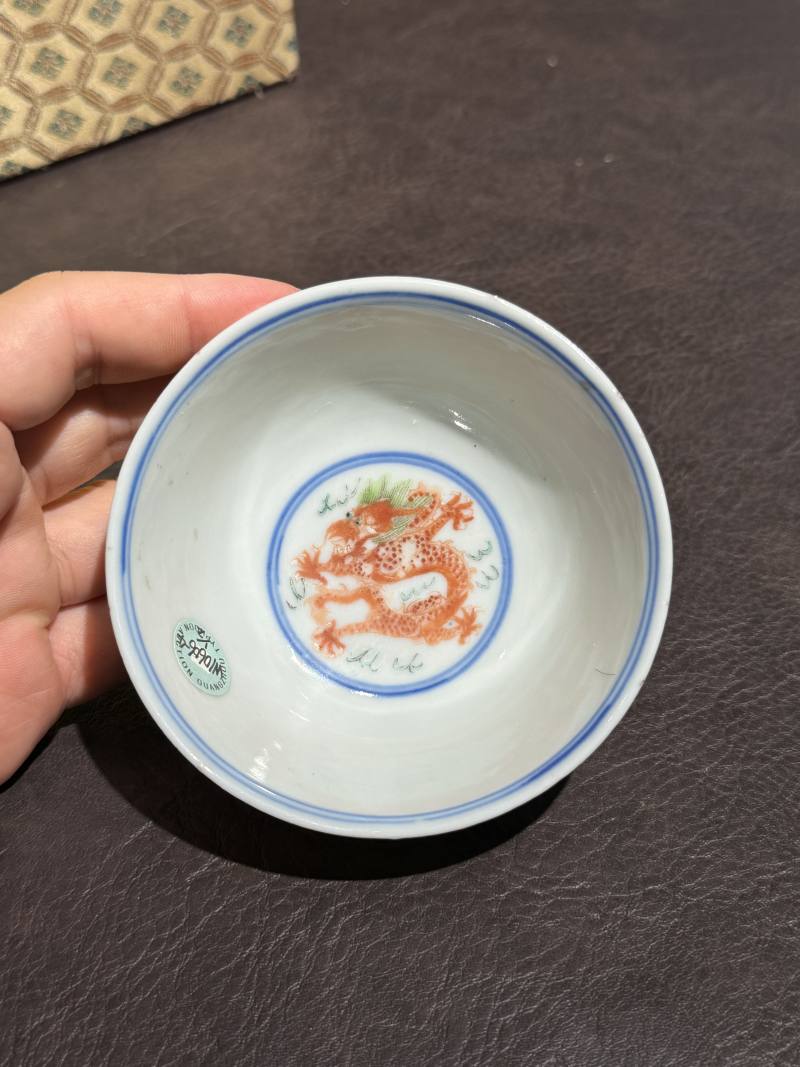 清光绪 青花五彩龙凤纹茶圆一对 - 图22