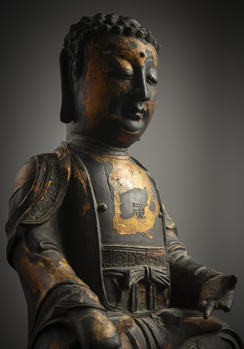 A bronze figure of seated Buddha Shakyamuni - 图5