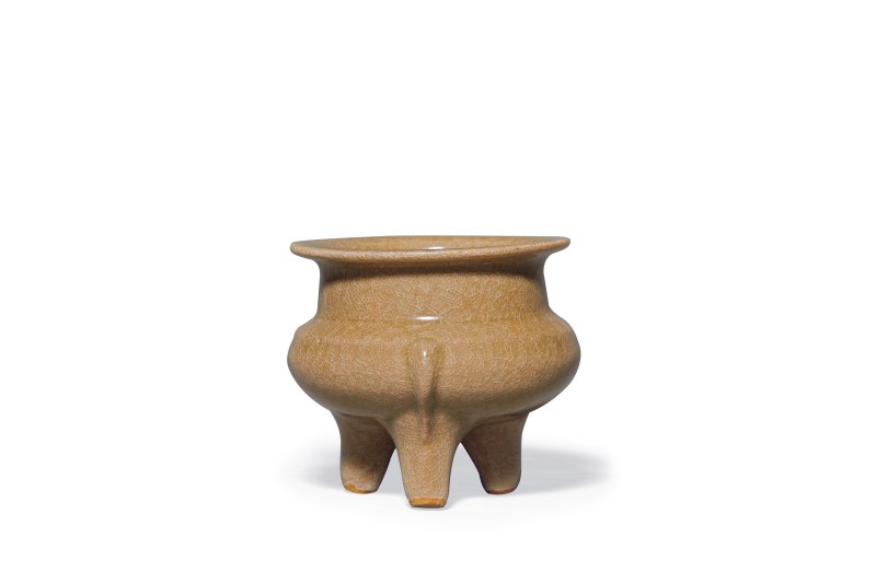 明代 龙泉窑米黄釉鬲式炉 - 图6