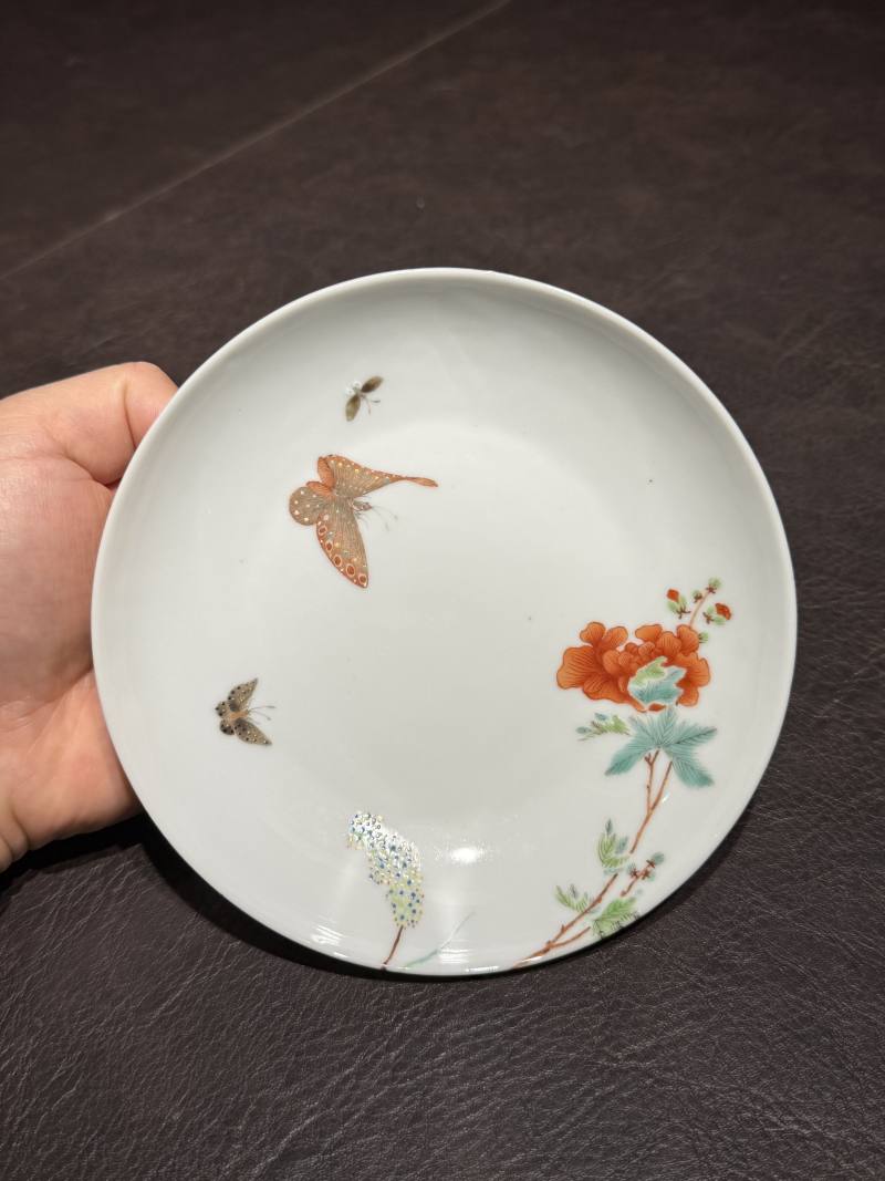 清雍正 粉彩“蝶恋花”纹盘 - 图12