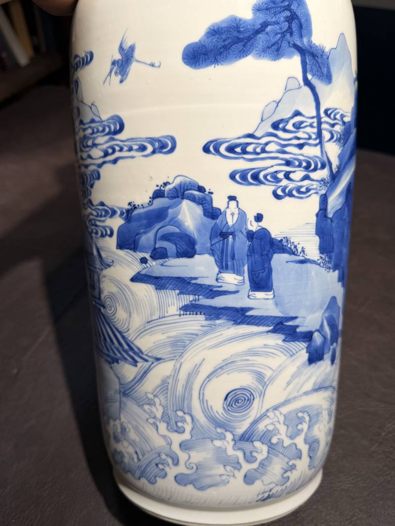 清康熙 青花“海屋添筹”图棒槌瓶 - 图18