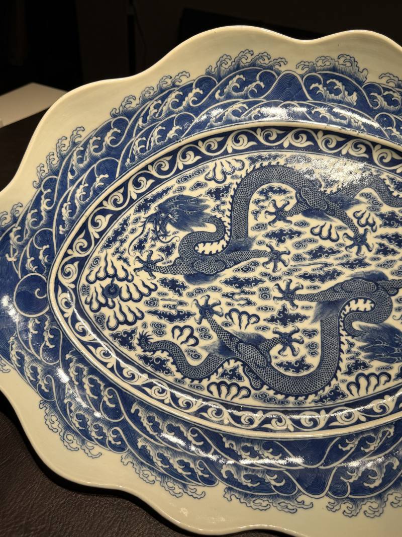 清光绪 青花海水龙纹大盘 - 图6