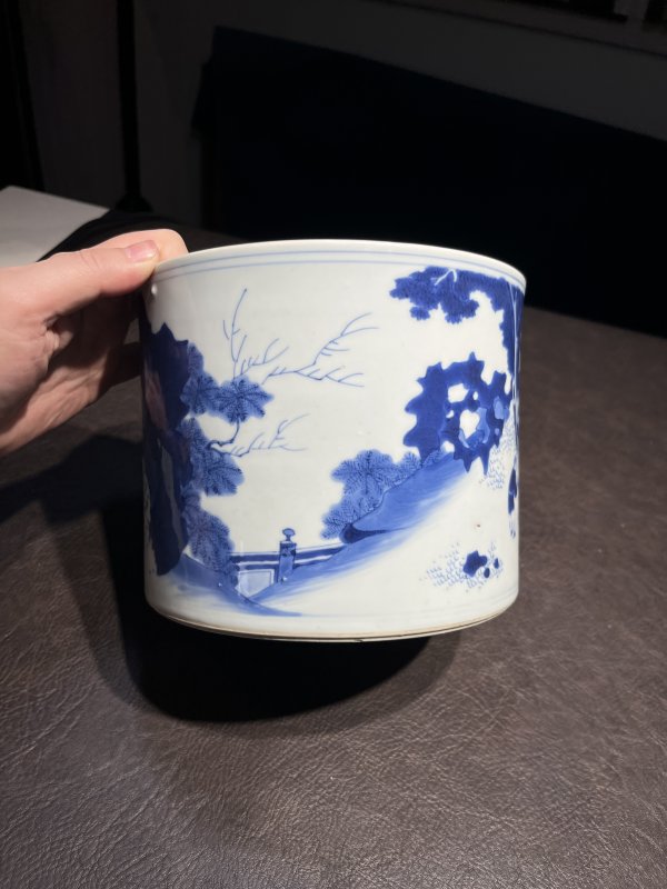 明崇祯 青花“五老观太极”笔海 - 图18